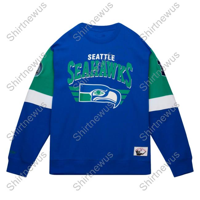 Mitchell & Ness Royal Seattle Seahawks Gridiron Classics All Over Print 3.0  Hoody - Shirtnewus