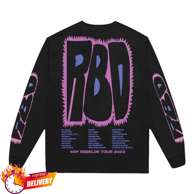 Official Soy Rebelde RBD Tour Dateback Long Sleeve Tee Shirt Official Soy Rebelde RBD Tour Dateback Long Sleeve Tee Shirt