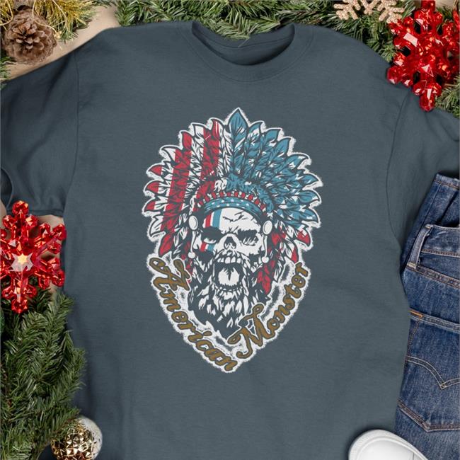 Patriotic Headdress Tee Shirt American Monster