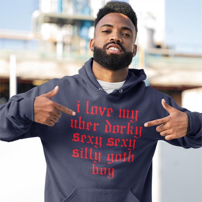 I Love My Uber Dorky Sexy Sexy Silly Goth Boy Long Sleeve Tee Shirt Blue