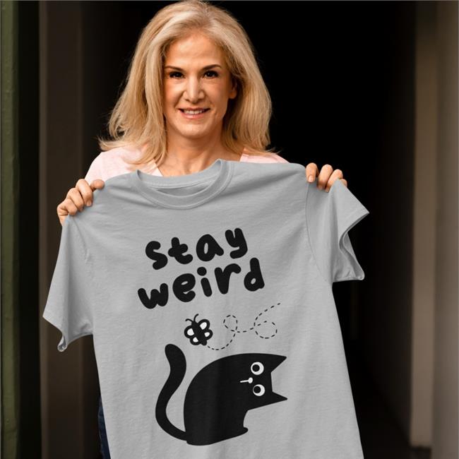 Stay Weird Cat Shirt Qwertee Merch