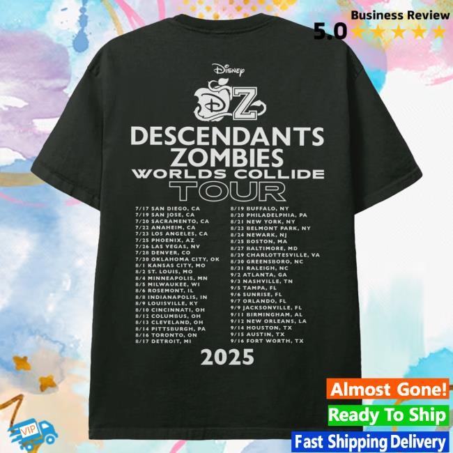 Official Worlds Collide Merch Descendants/Zombies: Worlds Collide Tour Youth Tshirt - Black