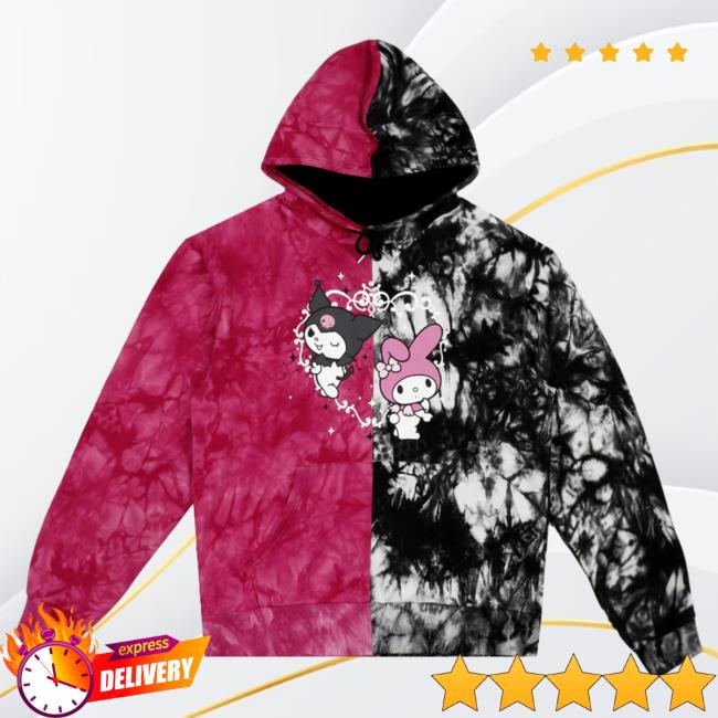 Official Sanrio Apparel Clothing Merch Store Shop My Melody & Kuromi x Dumbgood Tie Dye Split Popover Sweatshirt