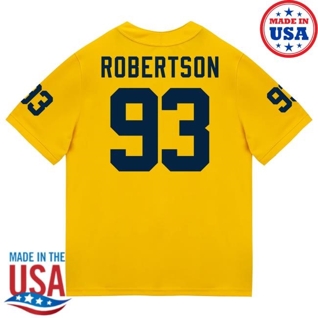 Michigan Wolverines #93 Hunter Robertson Student Athlete Maize Football Jersey Shirt The M Den Shop