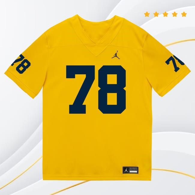 Official The M Den Michigan Wolverines #78 Lawrence Hattar Student Athlete Maize Football Jersey New Shirt