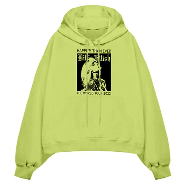 Official Interscope Records Billie Eilish Merch Store Happier Than Ever Lime Tour T-Shirt Billie Eilish Apparel Clothing Shop
