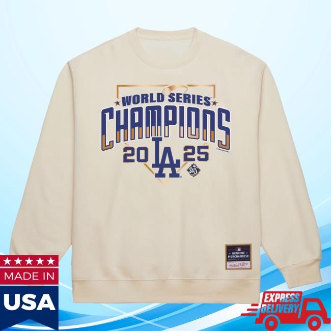 Men's Los Angeles Dodgers Mitchell & Ness Cream 2025 World Series Champions T Shirt Official MLB Shop