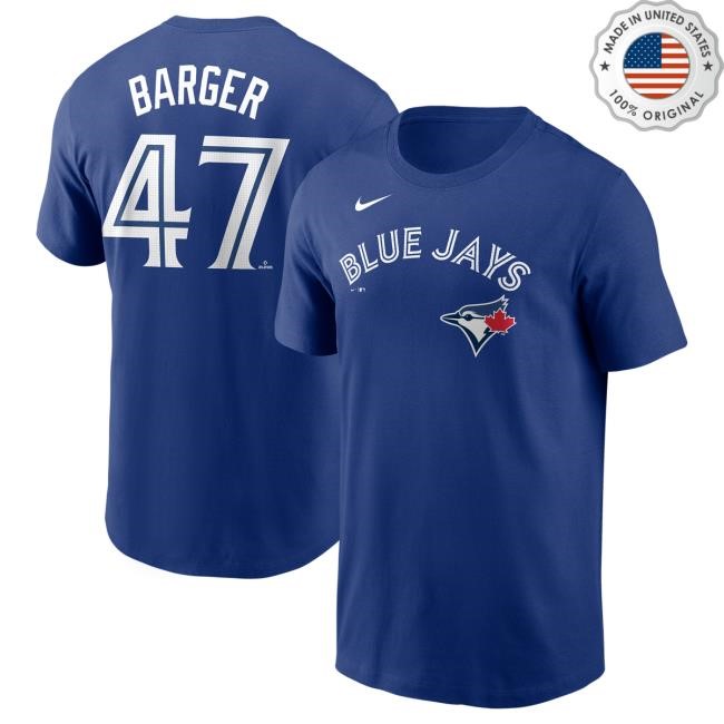 Official MLB Shop Men's Toronto Blue Jays Addison Barger Nike Royal Fuse Name & Number Tee Toronto Blue Jays Merch