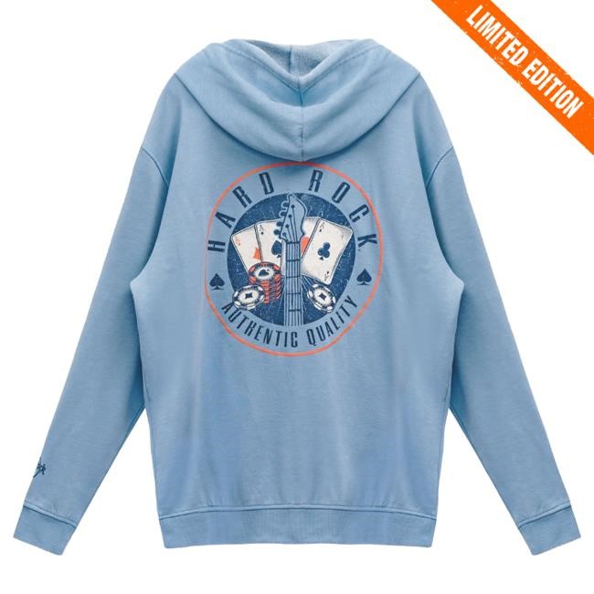 Official Hard Rock Store Shop Merch Casino Vintage Blue Zip HoodHard Rock Cafe Shop