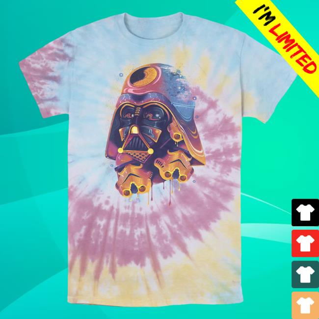 Official Kohls Apparel Clothing Store Shop Merch Licensed Character Star Wars Colorful Melted Vader Collage Wash Tie Dye Hot Shirt