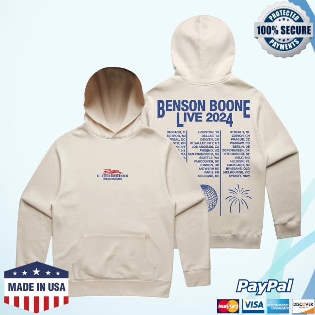 Benson Boone Official Merch Store Benson Boone Live 2024 Hooded Sweater 2024 Clothing Shop Bensonboone