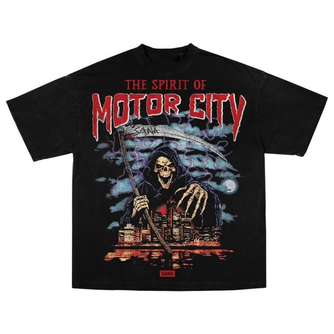 Official Sana Detroit Apparel Sana X Halloween Motor City Reaper Hot Shirt - Black SanaDetroit