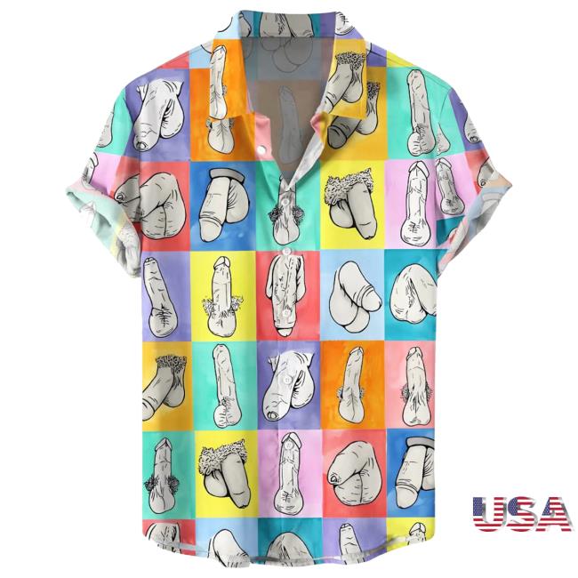 Colorblock Cocks Men's Hawaiian Shirts