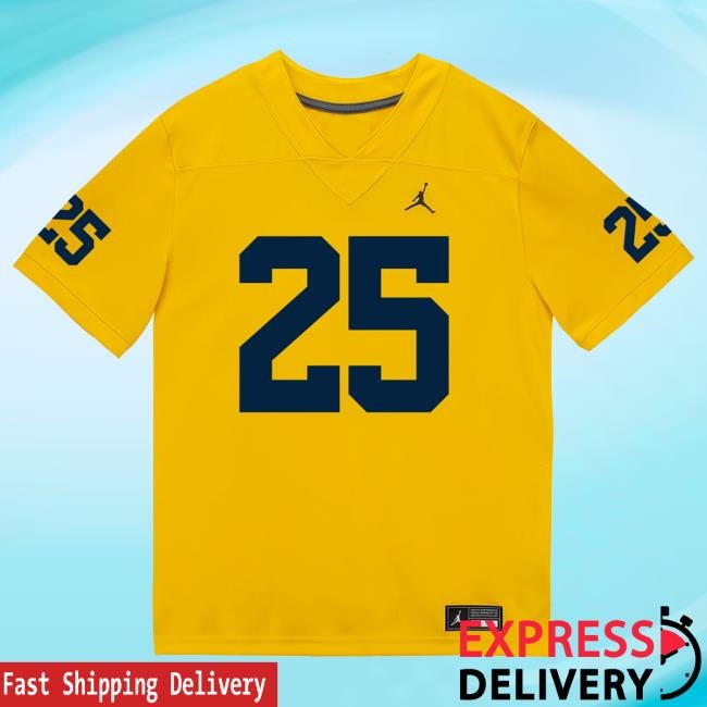 The M Den Michigan Wolverines #25 Mason Curtis Student Athlete Maize Football Jersey Tee
