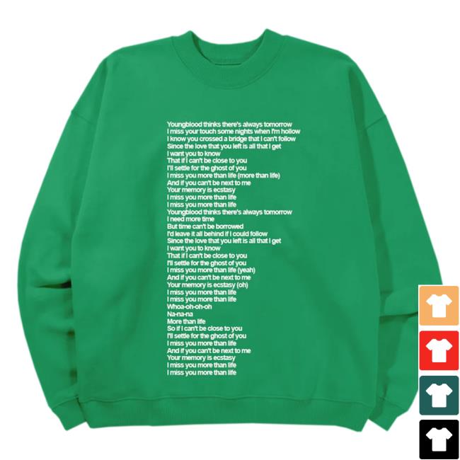 Official Justin Bieber Merch Store Shop Justin Bieber Ghost Lyrics Crewneck Sweatshirt II JustinBieber Apparel Clothing