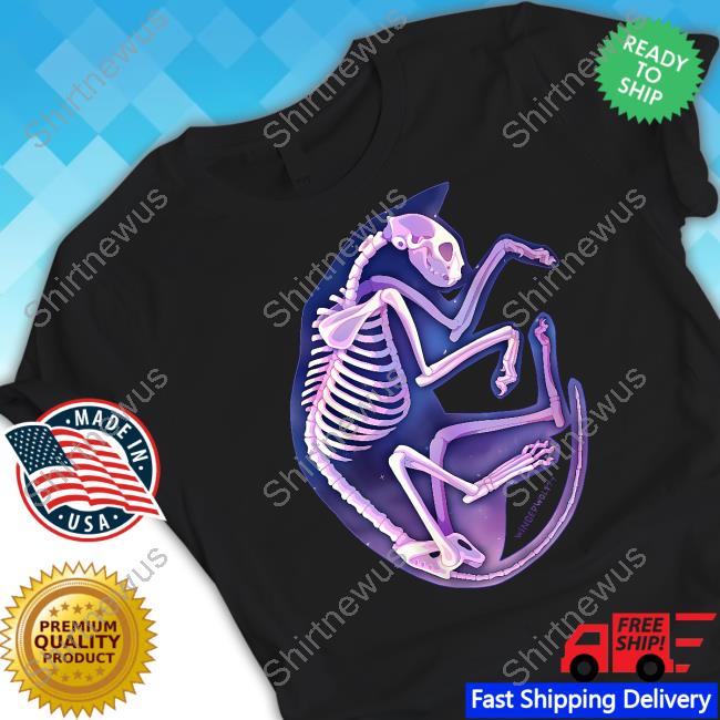 Official Wingedwolf94 Skeleton Galaxy Cat T Shirt
