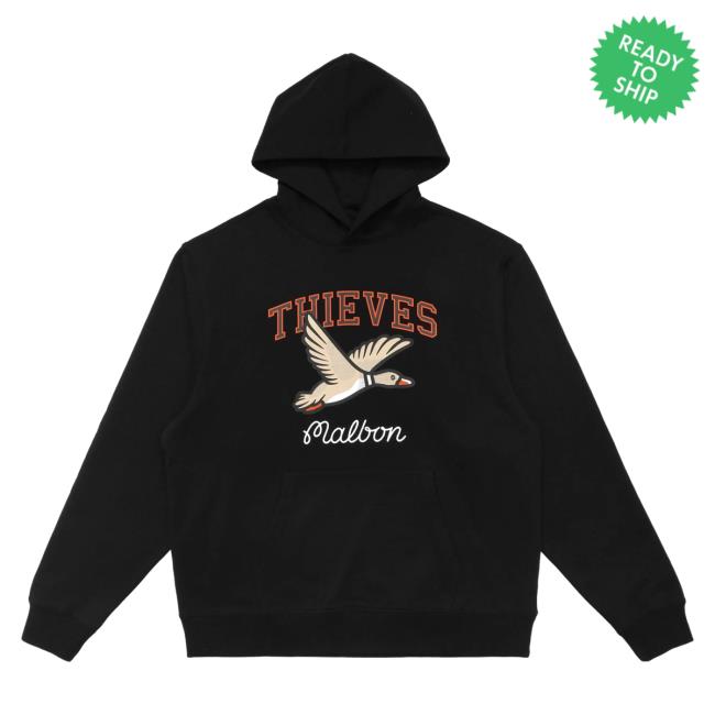 Official 100 Thieves Merch Store Shop 100Thieves 100 Thieves X Malbon Mallard Crewneck - Black 100T