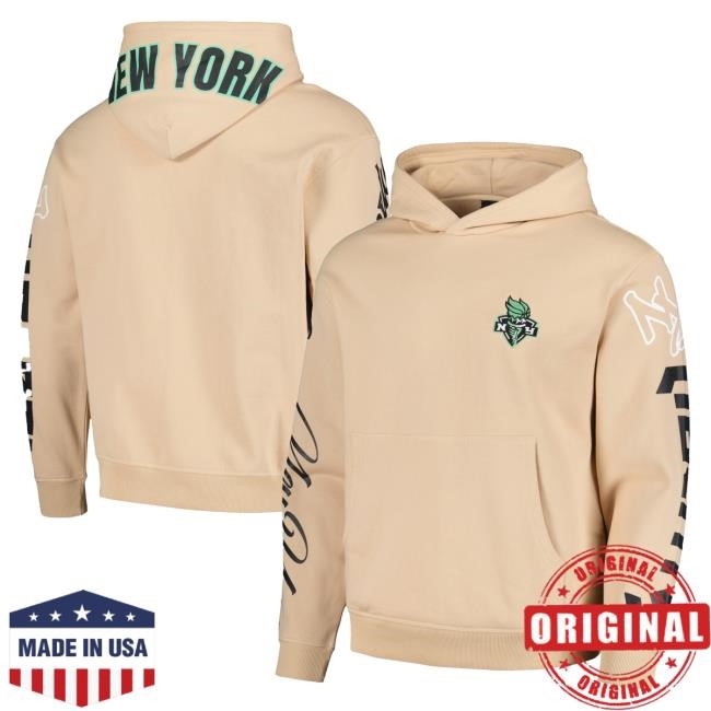 Official Ny Liberty Merch Store Unisex The Wild Collective Cream New York Liberty Graffiti Acid Wash Crew neck Sweatshirt Ny Liberty Apparel Shop