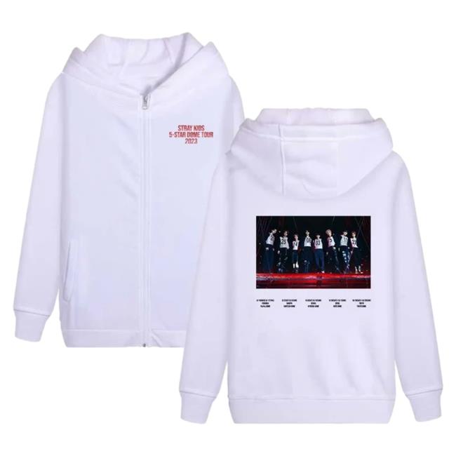 Official Stray Kids Merch Store Stray Kids 2023 5-Star Dome Tour Schedule Sweater White StrayKids Shop