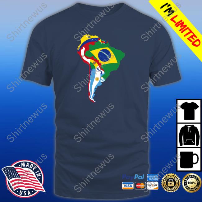 South America Flag Map Long Sleeve Tee Shirt