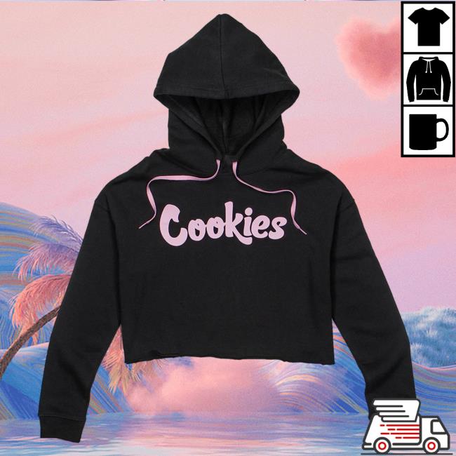 Official Cookies Clothing Merch Womens Crop Top Hoodie Black/Pink