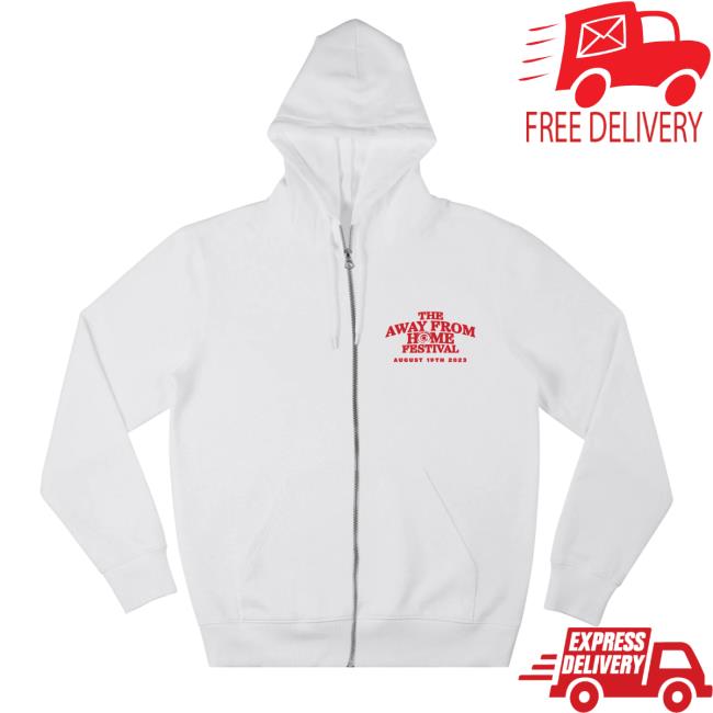 Official Louis Tomlinson Merch The Away From Home Festival 2023 White Zip Up Hoodie