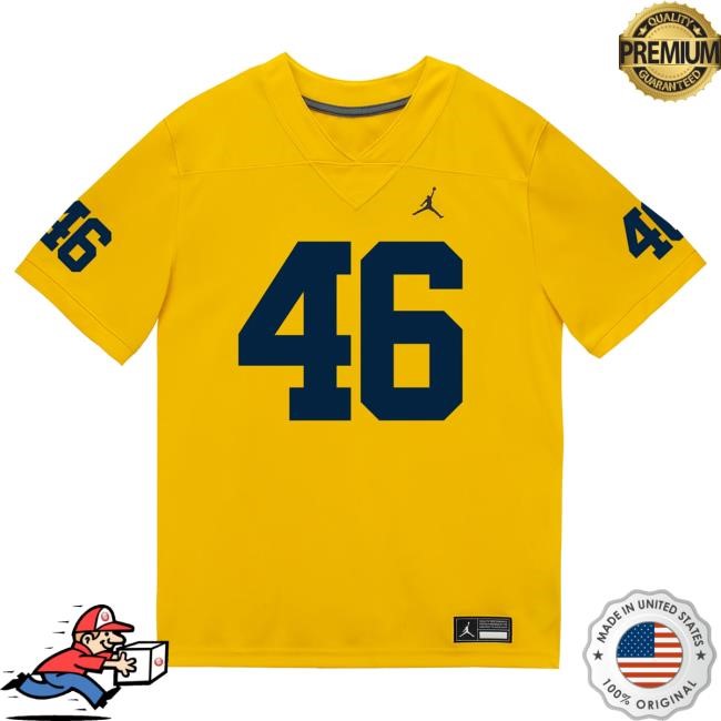 The M Den Michigan Wolverines #46 Crandall Quinn Student Athlete Maize Football Jersey Tees