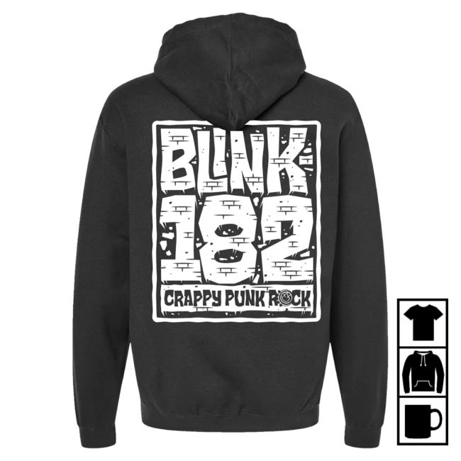 Official Blink 182 Merch Store Wall Zip Crew neck Sweatshirt Black / White Blink182 Shop Official Blink 182 Merch Store Wall Zip Sweater Black / White Blink182 Shop