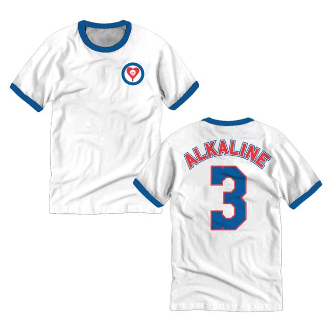 Official Alkaline Trio Merch Store Shop Alkaline Trio Heartskull #3 Ringer Top Shirt (White/Royal)