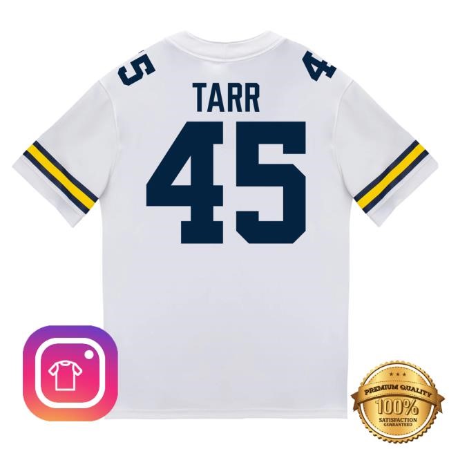 The M Den Michigan Wolverines #45 Greg Tarr Student Athlete White Football Jersey Tee