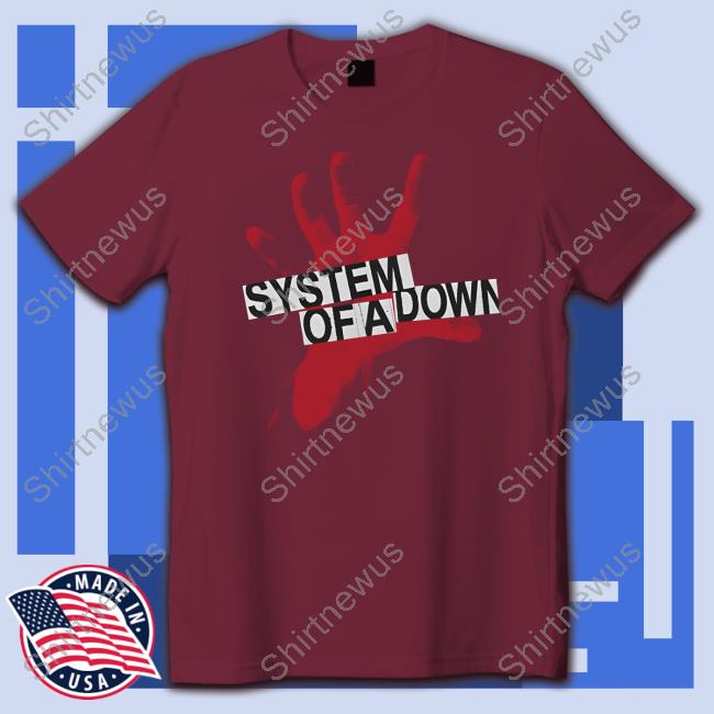System Of A Down Merch Self-Titled Red Hand Logo Long Sleeve Shirt