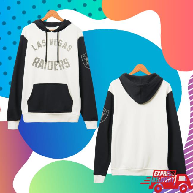 Official Junk Food Apparel Clothing Store Shop Junkfoodclothing Las Vegas Raiders Logo Goal Line Pull Over Hoodie Sugar/True Black
