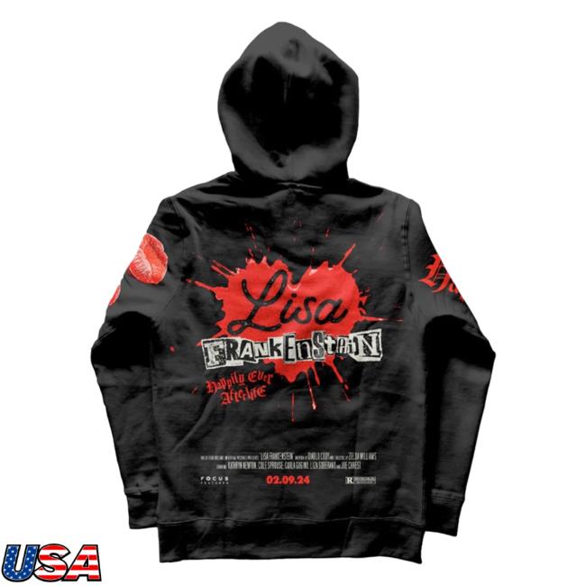 Official Nbc Merch Store Shop Lisa Frankenstein Hearts & Kisses Premium Hoodie