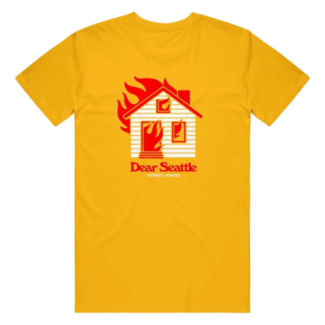 Official Domestic La La Merch Dear Seattle Burning House Tee