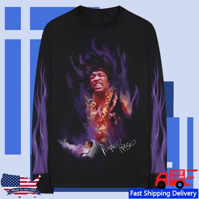 Jimi Hendrix Purple Flame Long Sleeve Shirts Jimi Hendrix Official Merch Store