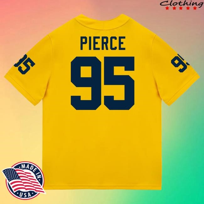Michigan Wolverines #95 Trey Pierce Student Athlete Maize Football Jersey Hot Shirt The M Den Shop