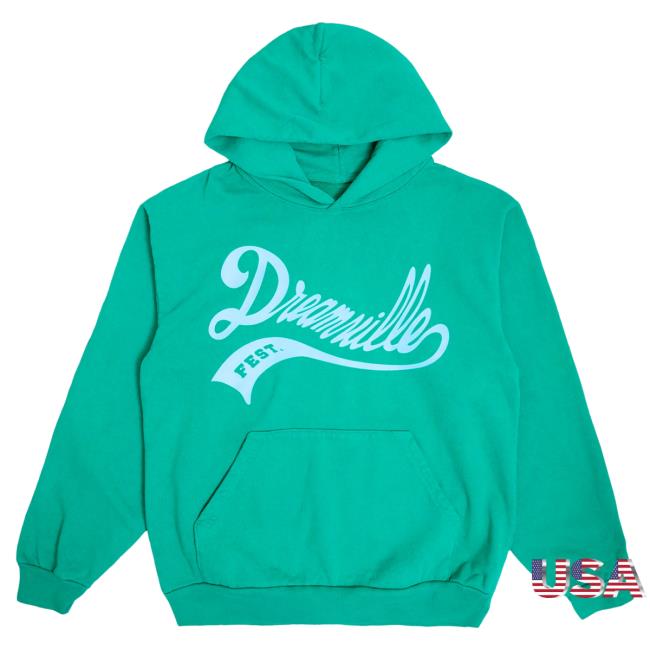 Official Dreamville Music Festival 2023 Merch Dreamville Script Logo Green T-Shirt Dreamville Records