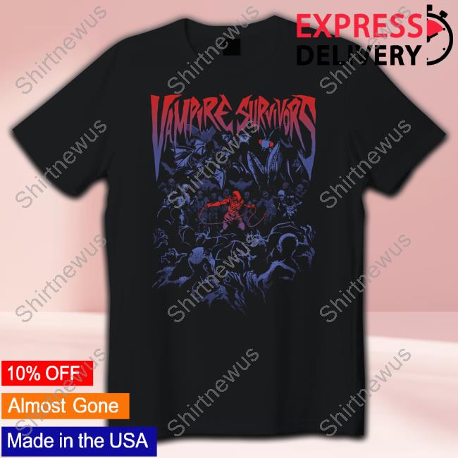 Official Fangamer Merch Vampire Survivors Swarm T Shirt Nina Matsumoto