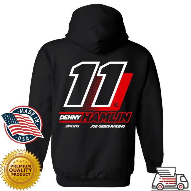 Black Denny Hamlin Popover Hoodie Official DH Merch Store
