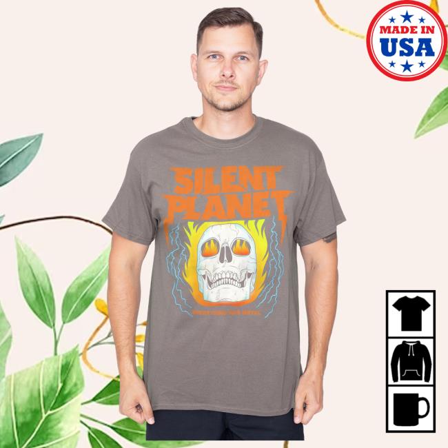 Official Silent Planet Merch Silent Planet Skull Flame Charcoal Tees