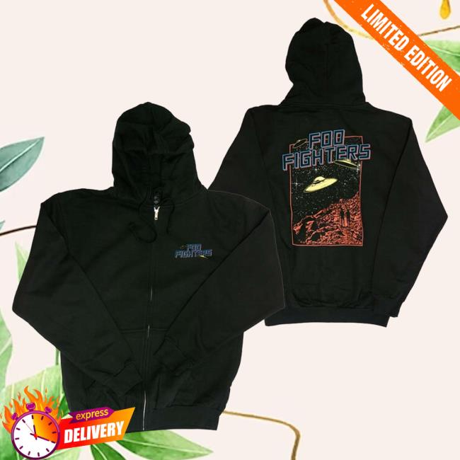 Official Merch Bar Foo Fighters UFO Zip Up Popover Hoodie FooFighters Merchbar