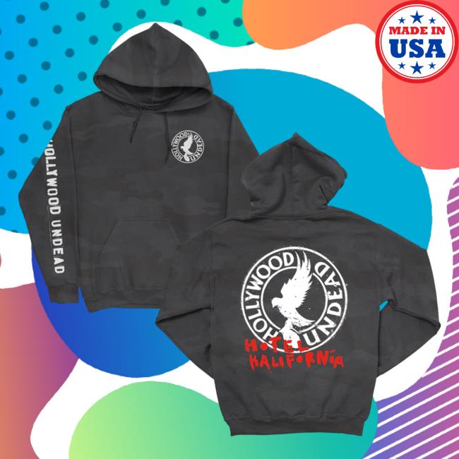 Official Hollywood Undead Merch Store Hotel Kalifornia Circle Logo Sweatshirts Black Camo HollywoodUndead