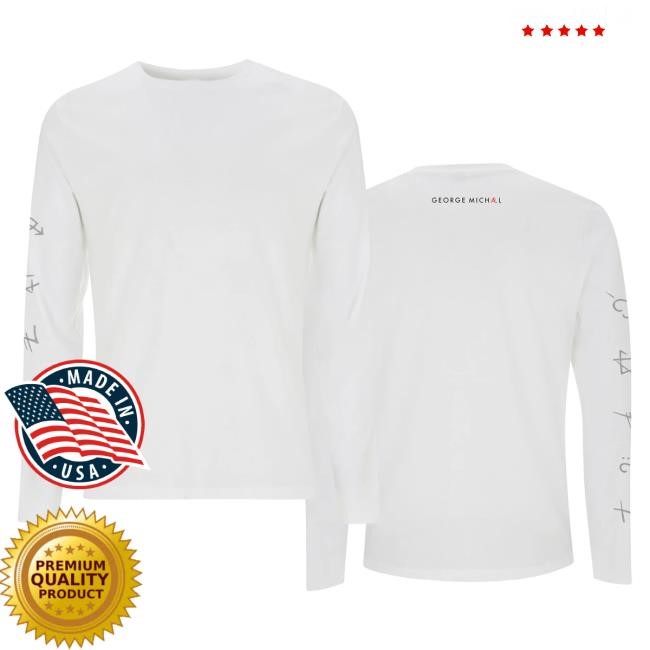 Official George Michael Merch Store George Michael Faith Silver Symbols Long Sleeve Shirt New (White)