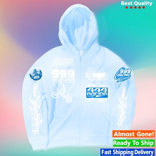 Official Juice Wrld | 999 Club Merch Shop | Goodbye Sky Race Zip Huppari | 999Club Clothing Apparel