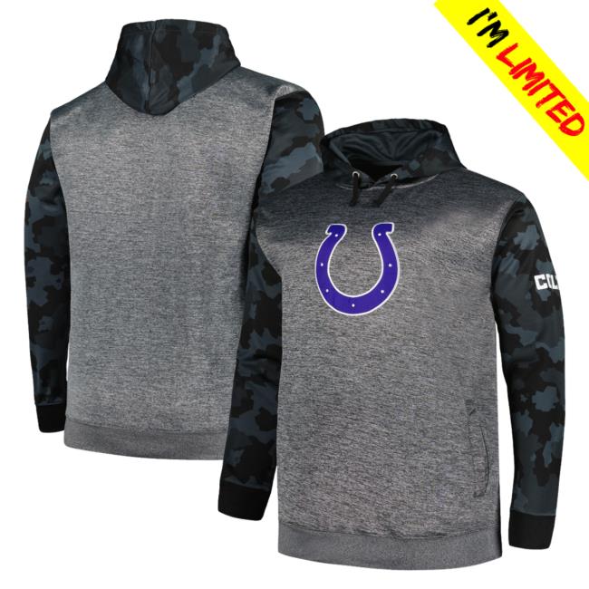 Official Fanatics Branded Heather Charcoal Indianapolis Colts Big & Tall Camo Sweatshirt