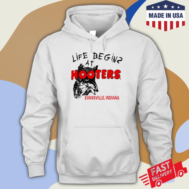 Life Begins At Hooters Evansville Indiana Crewneck Sweatshirt