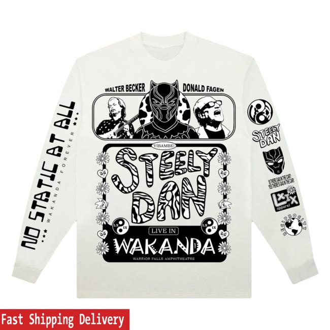 Official Walter Becker Donald Fagen Steely Dan Sd Live In Wakanda Remix White Hoodie