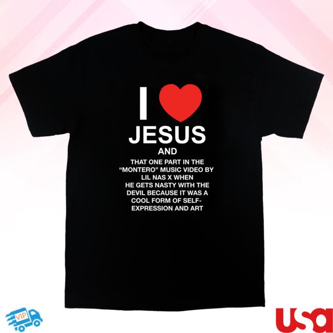 Official Lil Nas X Merch Store Lil Nas X X Pizzaslime I Love Jesus And Montero Black Top Shirt Lil Nas X Apparel Clothing Shop LilNa