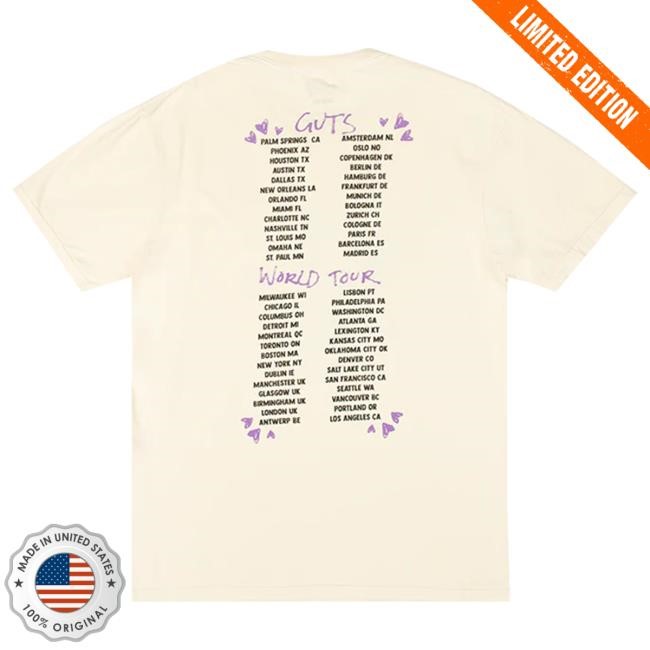 Official Olivia Rodrigo Store get him back! datebackTee in natural