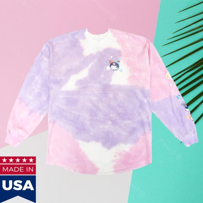 Official Sanrio Apparel Clothing Kuromi Merch Kuromi Japanla Pastel Party Tie-Dye Spirit Crew neck Sweatshirt Sanrio Shop Store